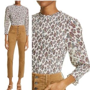 Veronica Beard Women's Multi Kali Floral Print Smocked Blouse size 10